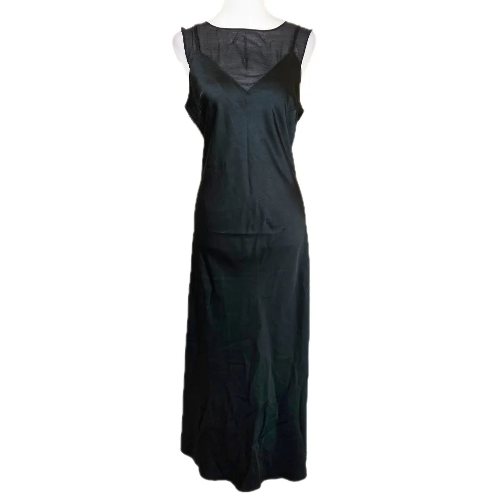 Future Collective Mixed Media Slip Dress Womens Medium Satin Sheer Mesh Maxi Y2K